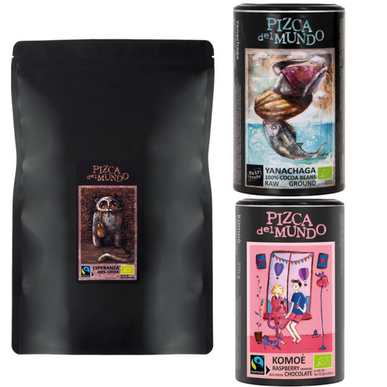 Zestaw kakao Esperanza 1000 g kakao Yanachaga 125 g i czekolada do picia Komoe 250 g | ORGANIC - FAIRTRADE | Pizca del Mundo
