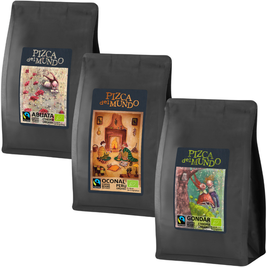 Zestaw kaw ziarnistych 250g x 3: Oconal, Gondar, Abijata | ORGANIC - FAIRTRADE | Pizca del Mundo