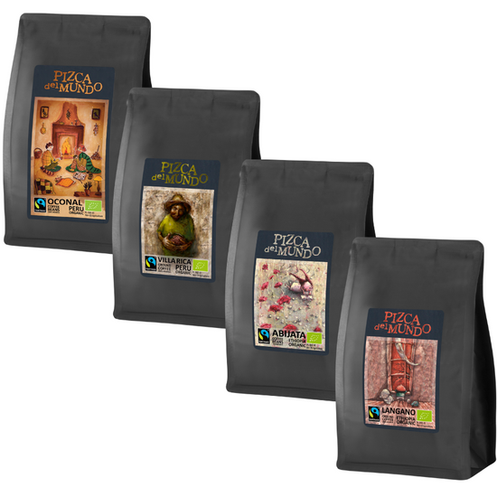 Zestaw kaw ziarnistych i mielonych 250gx4: Oconal, Abijata, Villa Rica, Langano | ORGANIC - FAIRTRADE | Pizca del Mundo