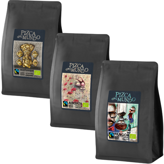 Zestaw kaw ziarnistych 250g x 3: Pangoa, Abijata, Ocotepeque | ORGANIC - FAIRTRADE | Pizca del Mundo