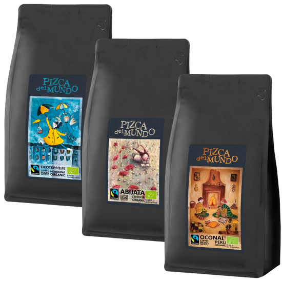 Zestaw kaw ziarnistych 500g x 3: Ocotepeque, Oconal, Pangoa | ORGANIC - FAIRTRADE | Pizca del Mundo